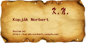 Kopják Norbert névjegykártya