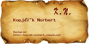 Kopják Norbert névjegykártya